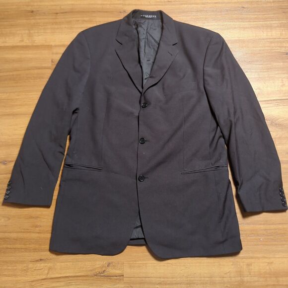 Hugo Boss Blazer Mens 42R Stretch Black Single Breast Wool Made USA Three Button - Picture 1 of 16